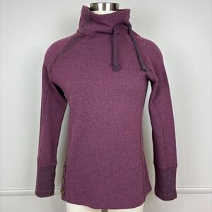 Prana Lucia Sweater Size S Perfect Plum Wool Blend Funnel Neck Warm Outdoorsy